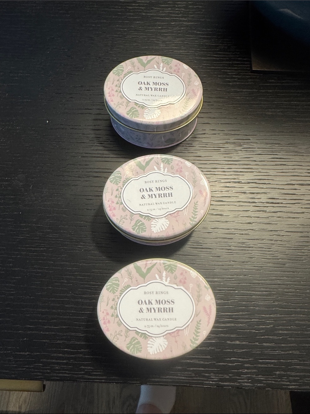 Oak Moss & Myrrh Natural Wax Candle - Pink Tin